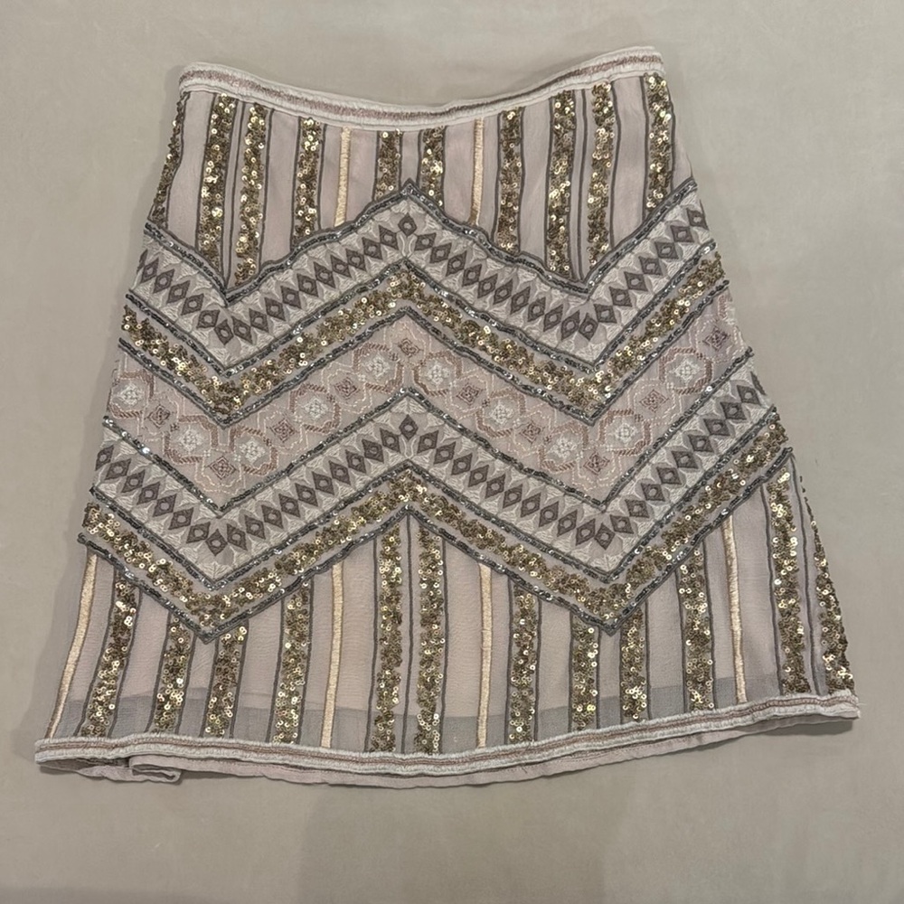 Anthropologie Embellished Gold and Silver Skirt
